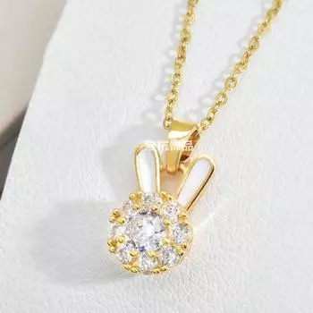 Вращающееся ожерелье с кроликом Женское Простое Личность Универсальное Циркон Мультяшный Кулон Аксессуары Ожерелье