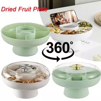 Вращающиеся на 360° тарелки для закусок с крышкой, китайские креативные блюда для орехов, конфет, тортов, изысканные фруктовые тарелки, посуда для вечеринок, свадеб without lid