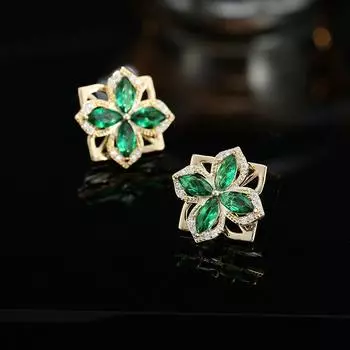 Вращающиеся серьги-гвоздики Lucky Grass простые, серебряные, игольчатые, взрывные, легкие, роскошные, повседневные, универсальные, цветочные серьги золотой