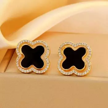 Вращающиеся серьги-гвоздики Lucky Grass Женские серьги Темперамент Высококачественные серьги Sense Niche Design Высококачественные универсальные серьги золотой