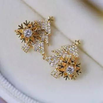 Вращающиеся серьги-гвоздики в виде рождественской елки и снежинки для женщин и девочек, модные украшения для свадьбы и вечеринки