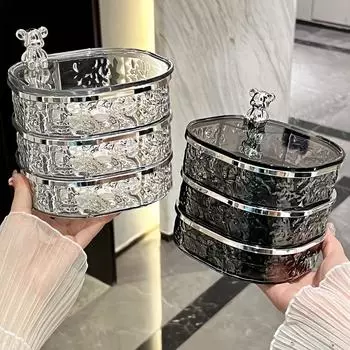 Вращающиеся серьги, шкатулка для хранения украшений, изысканная новая шпилька для волос, ободок для волос, ожерелье, серьги-гвоздики, пылесборник, чёрный