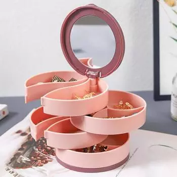 Вращающиеся шкатулки для драгоценностей, удобный подарок, 4 отделения, водонепроницаемая многослойная вращающаяся шкатулка для драгоценностей на свадьбу красный