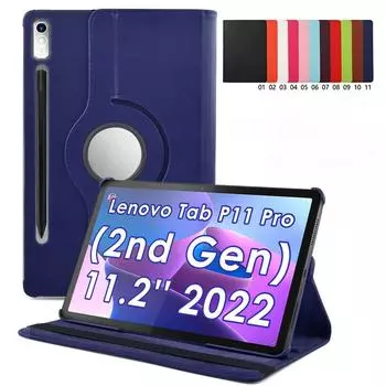 Вращающийся чехол для Lenovo XiaoXin Pad Pro 11,2 дюйма P11 Pro Gen 2 TB-132FU 2022, чехол из искусственной кожи, планшет Funda Pad Pro 2022, 11,2 дюйма; P11Pro 2022 11.2inch синий