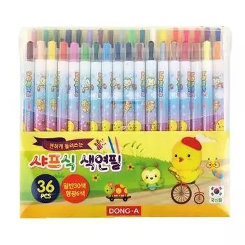 Вращающийся цветной карандаш Donga Yellow Chick, 36 цветов, 1 предмет, корейские игрушки