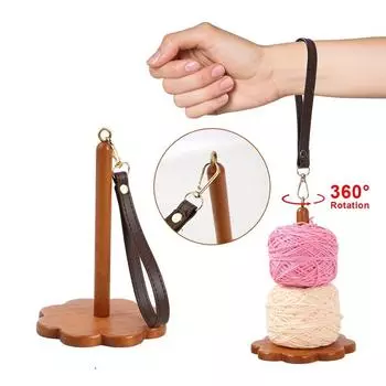 Вращающийся деревянный держатель пряжи Портативная моталка для шерстяных клубков Инструменты для прядения и вязания Flower Natural Color
