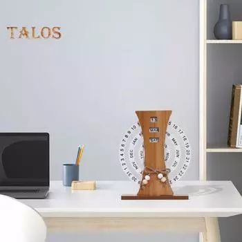 Вращающийся деревянный вечный настольный календарь с прочным основанием, дата, неделя, месяц, домашний офис, спальня, настольный календарь, украшение A