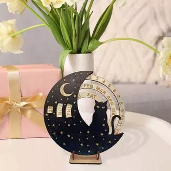 Вращающийся деревянный вечный настольный календарь с прочным основанием, дата, неделя, месяц, настенный календарь для домашнего офиса, спальни, украшение