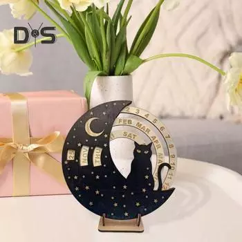 Вращающийся деревянный вечный настольный календарь с прочным основанием, дата, неделя, месяц, настенный календарь для домашнего офиса, спальни, украшение C