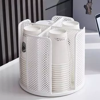 Вращающийся держатель для бумажных стаканчиков, стойка для хранения одноразовых стаканчиков, отделение для стаканчиков для молока, чая, кофе, держатель для стаканчиков, вращающийся держатель для стаканчиков белый