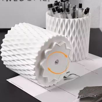 Вращающийся держатель для кистей для макияжа, ящик для хранения, органайзер, многофункциональный настольный органайзер для карандашей для бровей, держатель для кистей для макияжа белый