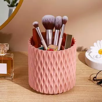 Вращающийся держатель для кистей для макияжа, ящик для хранения, органайзер, многофункциональный настольный органайзер для карандашей для бровей, держатель для кистей для макияжа B белый