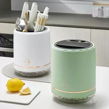 Вращающийся держатель для ножей, держатель для кухонных приборов, сушилка для столовых приборов, ведро для хранения столовых приборов, съемная стойка для хранения палочек для еды и ложек белый