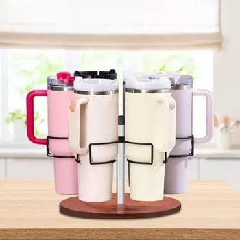 Вращающийся держатель для стакана на 6 слотов для 40 унций с ручкой из прочного металла