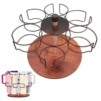 Вращающийся держатель для стакана на 6 слотов для 40 унций с ручкой из прочного металла