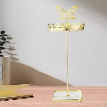 Вращающийся держатель для ювелирных изделий, стеллаж для выставки товаров, стабильное основание, железное ожерелье, полка для хранения сережек чёрный