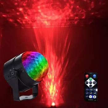Вращающийся диско-шар со звуковым управлением, диджейское шоу, дистанционное управление, музыка, RGB светодиодная сцена для рождественских свадебных вечеринок EU Plug