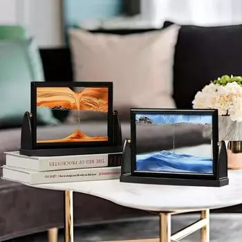 Вращающийся движущийся песочный арт-объект, квадратное стекло, 3D, глубокий морской песчаный пейзаж, зыбучие пески, песочные часы, креативный струящийся песок, домашний декор, подарки