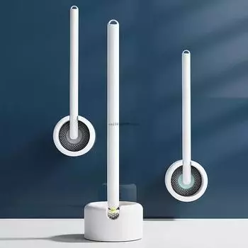 Вращающийся ершик для унитаза, без мертвых углов, бытовой ершик для унитаза без перфорации, настенный унитаз с длинной ручкой, силиконовая ершик серый