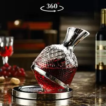 Вращающийся графин из хрусталя, креативный стакан, высококачественный диспенсер для красного вина, кувшин, банка, подарочный бар, вечерние, домашний декор, художественная стеклянная посуда Gold Decanter