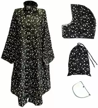 Вращающийся капюшон длинный дождевик пончо велосипед унисекс размер LL водонепроницаемый велосипедный дождевик мужчины женщины x AETONYX [AETONYX] AX-750LL (Черная звезда)