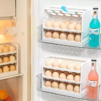Вращающийся контейнер для хранения свежих продуктов Компактный органайзер для холодильника Подставка для яиц Контейнер для хранения яиц Стойка для демонстрации яиц Держатель для яиц белый