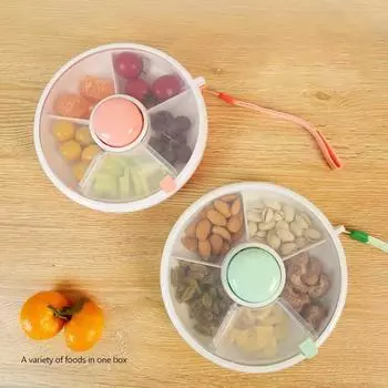 Вращающийся контейнер для закусок, портативная вращающаяся коробка для конфет, коробка для хранения закусок, пластиковый поднос для фруктов, органайзер для семян дыни