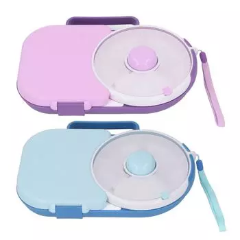 Вращающийся контейнер для закусок, портативный вращающийся контейнер для закусок, детский ланч-бокс с переворачивающейся крышкой для закусок для дома и школы O Blue