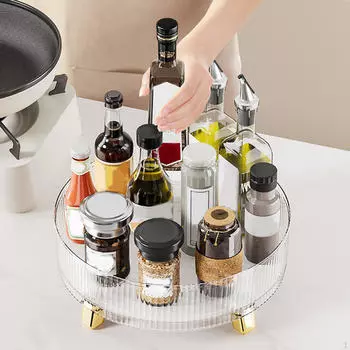 Вращающийся контейнер, кухонная полка для специй, многофункциональный поворотный стол, сервировочный поднос, органайзер для косметики