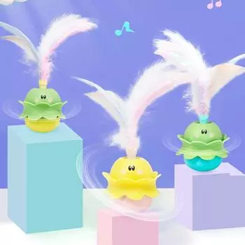 Вращающийся кошачий стаканчик с перьями Интерактивная электрическая умная игрушка для кошек Self Happy синий/зелёный