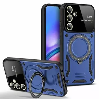 Вращающийся кронштейн с большим объективом, защитный чехол для Samsung Galaxy A54 A34 A14 5G A24 A13 A23 A15 A25 A16 A04 A35 A05 A33 A52 A53 A55 A32 Armor Case Galaxy A05S чёрный