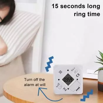 Вращающийся кубический таймер 5-15-25-45 минут со светодиодным дисплеем, ползунковый переключатель, Pomodoro, портативный кубический таймер с вибрацией и беззвучным сигналом для работы, учебы, кухни белый