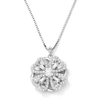 Вращающийся кулон в виде цветка клевера, ожерелье, женские ювелирные изделия, роскошная цепочка-воротник с кристаллами, серебро 925 пробы, ожерелье на ключицу, женское украшение