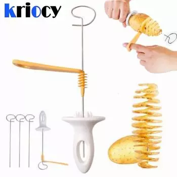Вращающийся ломтерезка для картофеля из нержавеющей стали, пластика, спиральный резак для картофеля, креативные кухонные гаджеты, инструменты для овощей