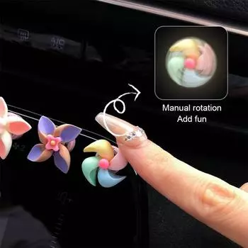 Вращающийся мини-цветок ветряная мельница центральная консоль украшения аксессуары аксессуары интерьер мотор Bi N4B7 A-6pcs