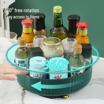 Вращающийся многофункциональный лоток для хранения — идеально подходит для хранения косметики, кухонных специй и организации рабочего стола. оранжевый