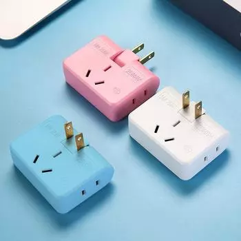 Вращающийся на 180° двухконтактный разъем-конвертер: Преобразует одну розетку в три с помощью конструкции с двумя головками Adapter [Normal] розовый