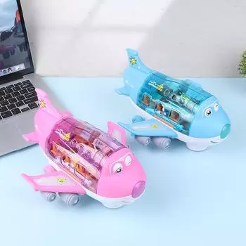 Вращающийся на 360° электрический самолет, игрушки для детей, игрушка Bump And Go для малышей, игрушечный самолет со светодиодным мигающим светом, звуком as the picture