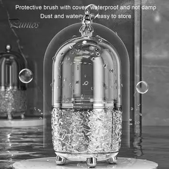 Вращающийся на 360° держатель для кистей для макияжа, органайзер с ледниковыми узорами, несколько сеток с пылезащитной крышкой, подставка для кистей для макияжа чистый