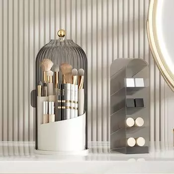 Вращающийся на 360° держатель для кистей для макияжа с крышкой, роскошный ящик для хранения косметики, держатель для теней для век, помады, карандаша для бровей