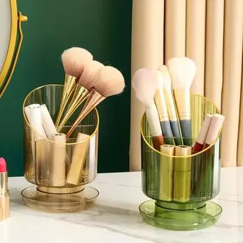 Вращающийся на 360° держатель для кистей для макияжа, роскошный косметический органайзер, губная помада, держатель для карандашей для бровей, коробка для хранения теней для век
