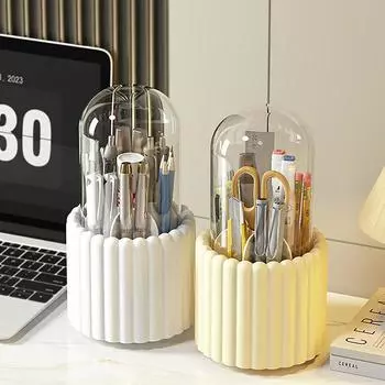 Вращающийся на 360° держатель для кистей для макияжа с крышкой, органайзер для помады, косметическое хранилище, коробка для инструментов для макияжа, пенал для ювелирных изделий, контейнер