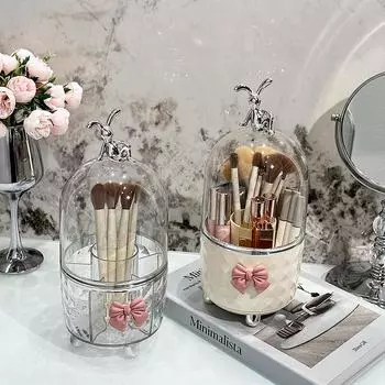 Вращающийся на 360° держатель для кистей для макияжа, органайзер для косметики, ящик для хранения косметики, пенал для хранения помады