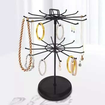 Вращающийся на 360° держатель для ювелирных изделий Серьги Подвески Браслеты Подставка Серьги-гвоздики Ожерелья Кольца Хранение Подвесной органайзер чёрный