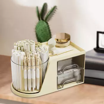 Вращающийся на 360° держатель кисточек для макияжа, органайзер для хранения косметики, настольная коробка для одевания