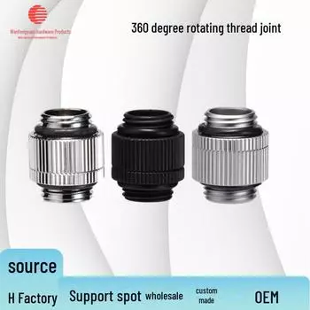 Вращающийся на 360° двойной наружный резьбовой разъем G1/4 для охлаждения воды для компьютерных радиаторов чёрный