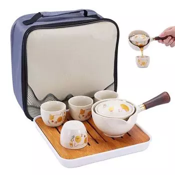 Вращающийся на 360 градусов чайник с деревянной ручкой, милый кошачий горшок, бытовой кунг-фу улун, фильтр, чайник, креативная керамическая посуда для приготовления чая