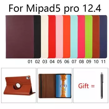 Вращающийся на 360 градусов чехол-держатель для Xiaomi MiPad 5 pro 12,4 дюйма, 2022, чехол из искусственной кожи, защитный кронштейн для планшета красный