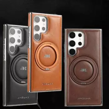 Вращающийся на 360 градусов чехол для мобильного телефона Samsung S23Ultra для Galaxy24Plus, магнитный кронштейн, простой кожаный чехол 24U Galaxy S24 Ultra