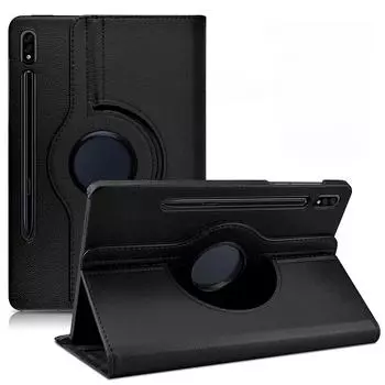 Вращающийся на 360 градусов чехол для планшета Samsung Galaxy Tab S7 FE S7 S8 S9 Plus 12,4-дюймовый откидной чехол-подставка для Samsung Tab S8 S9 Ultra A9 Plus Кожаный чехол Tab S7 11 inch темно-синий
